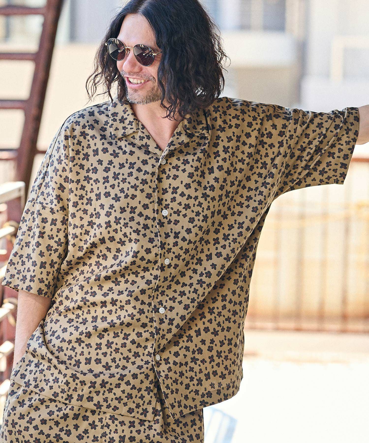 30%OFF【CAMBIO(カンビオ)】フラワーレオパードオープンカラーシャツ