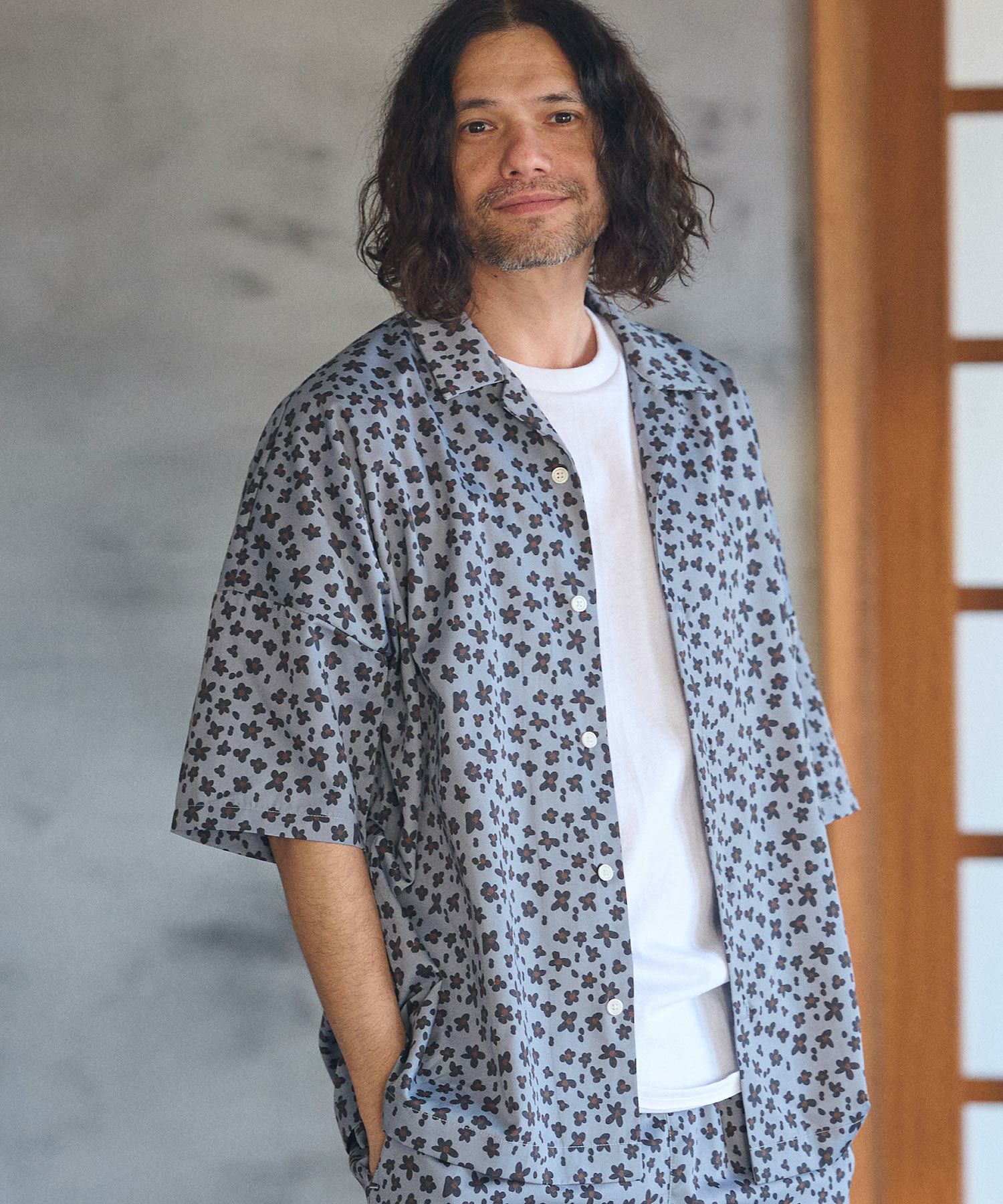 30%OFF【CAMBIO(カンビオ)】フラワーレオパードオープンカラーシャツ