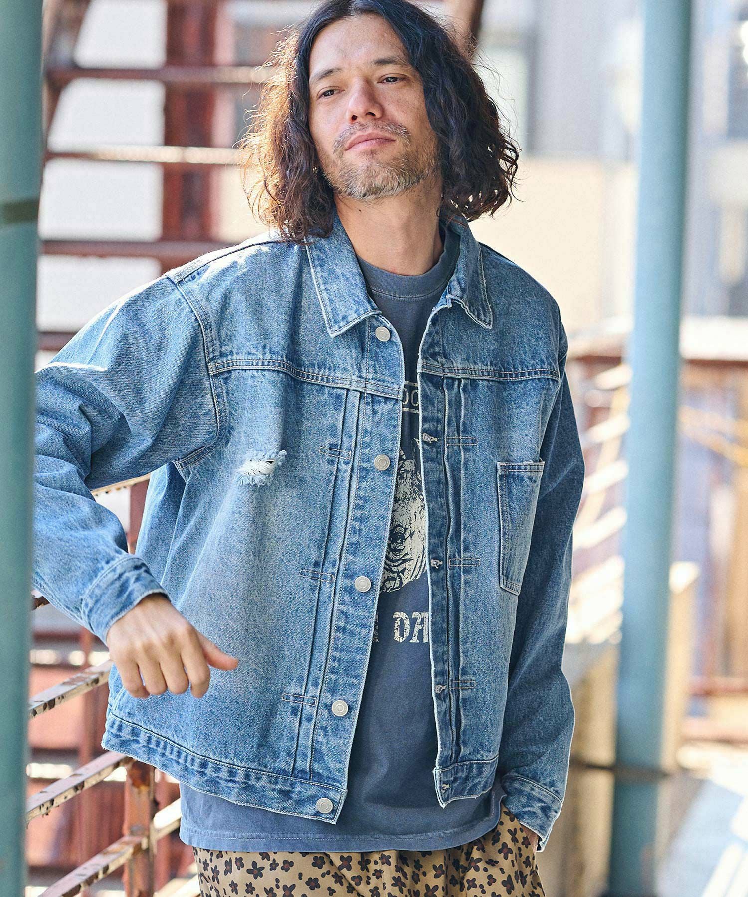 CAMBIO(カンビオ)】ダメージ加工ファーストデニムジャケットGジャン