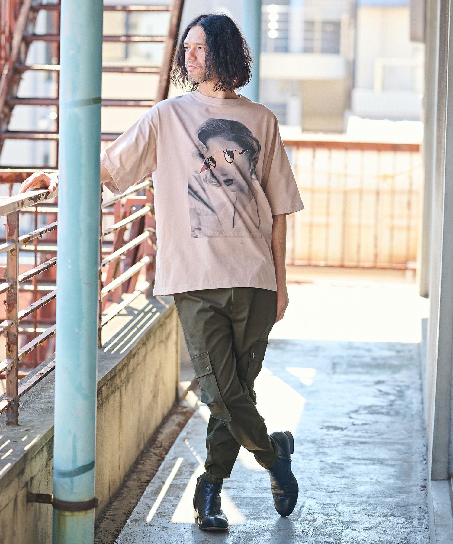 50%OFF【CAMBIO(カンビオ)】 裾リブ使いテーパードカーゴパンツ
