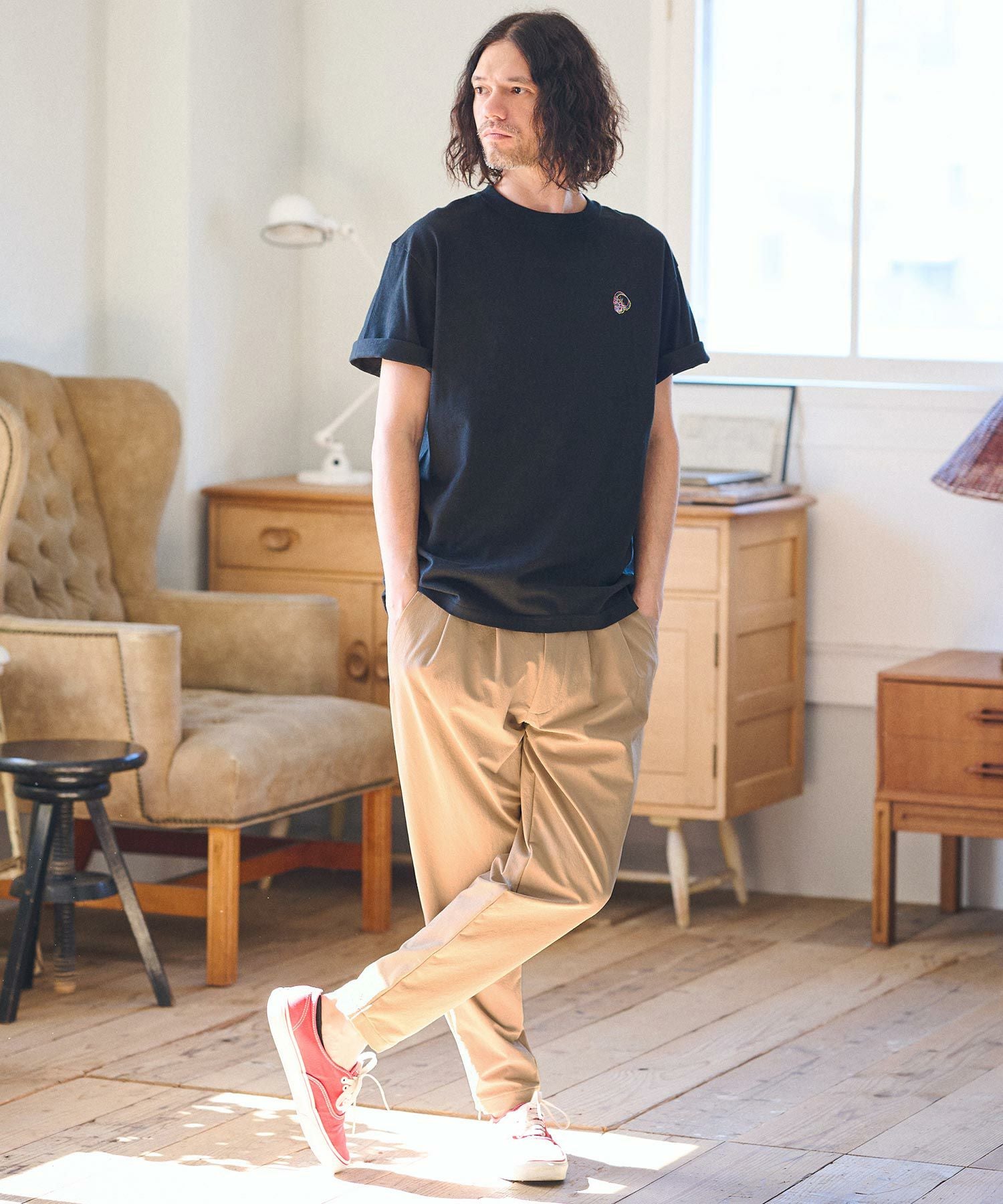 50%OFF【CAMBIO(カンビオ)】 ZIP使い2タックナイロンテーパードパンツ