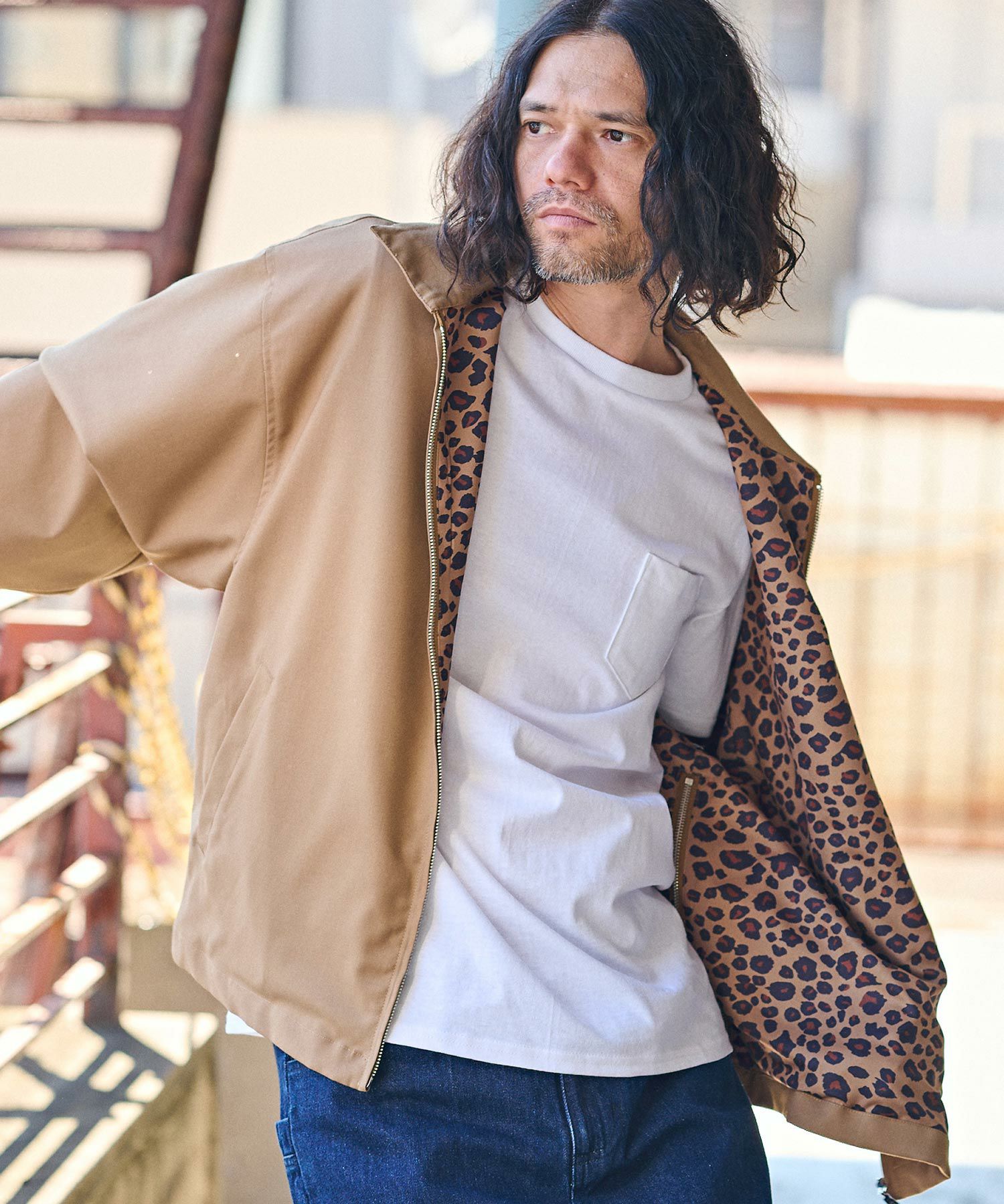 50%OFF【CAMBIO(カンビオ)】裏レオパード柄スイングトップジャケット