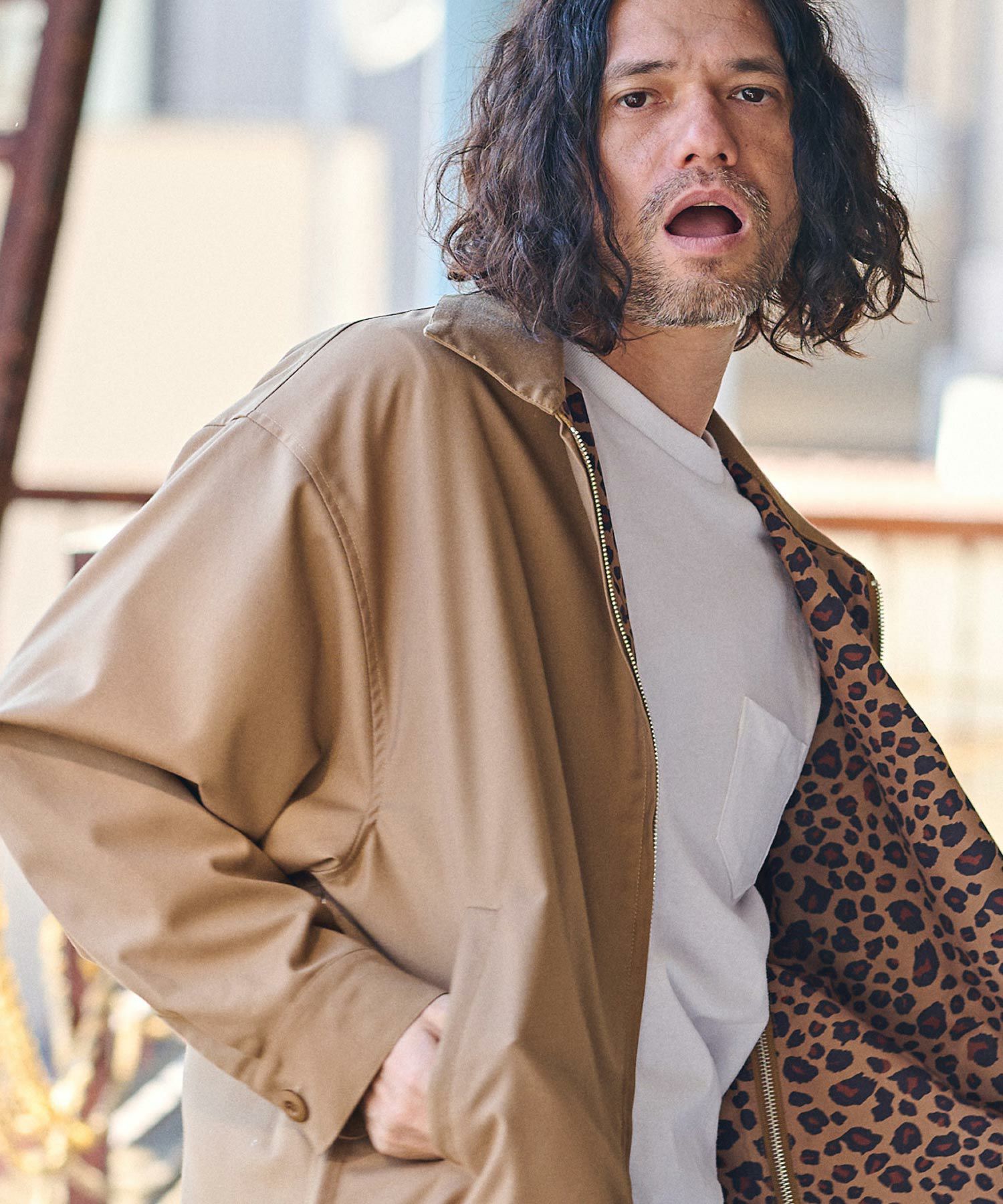 50%OFF【CAMBIO(カンビオ)】裏レオパード柄スイングトップジャケット