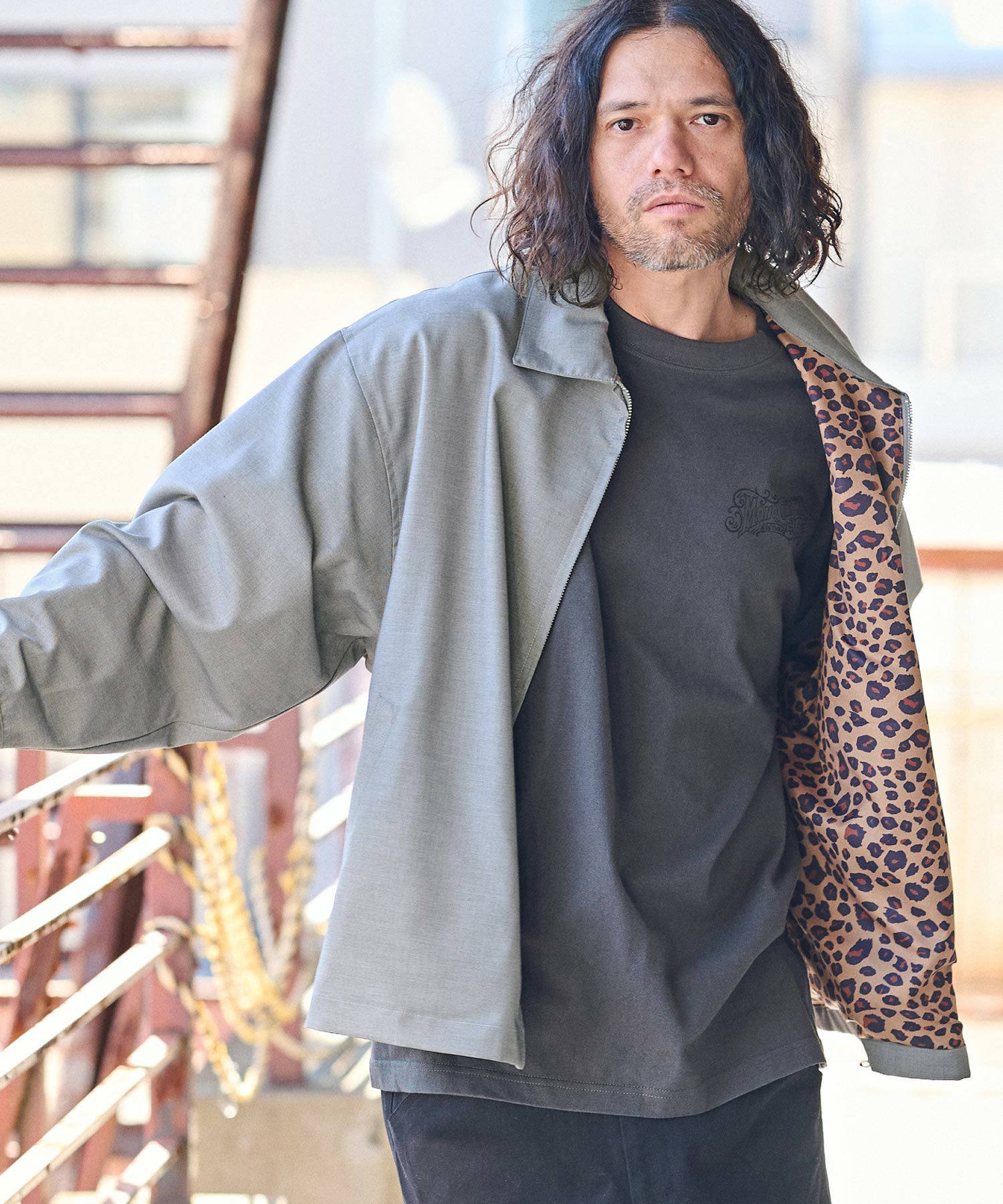 50%OFF【CAMBIO(カンビオ)】裏レオパード柄スイングトップジャケット