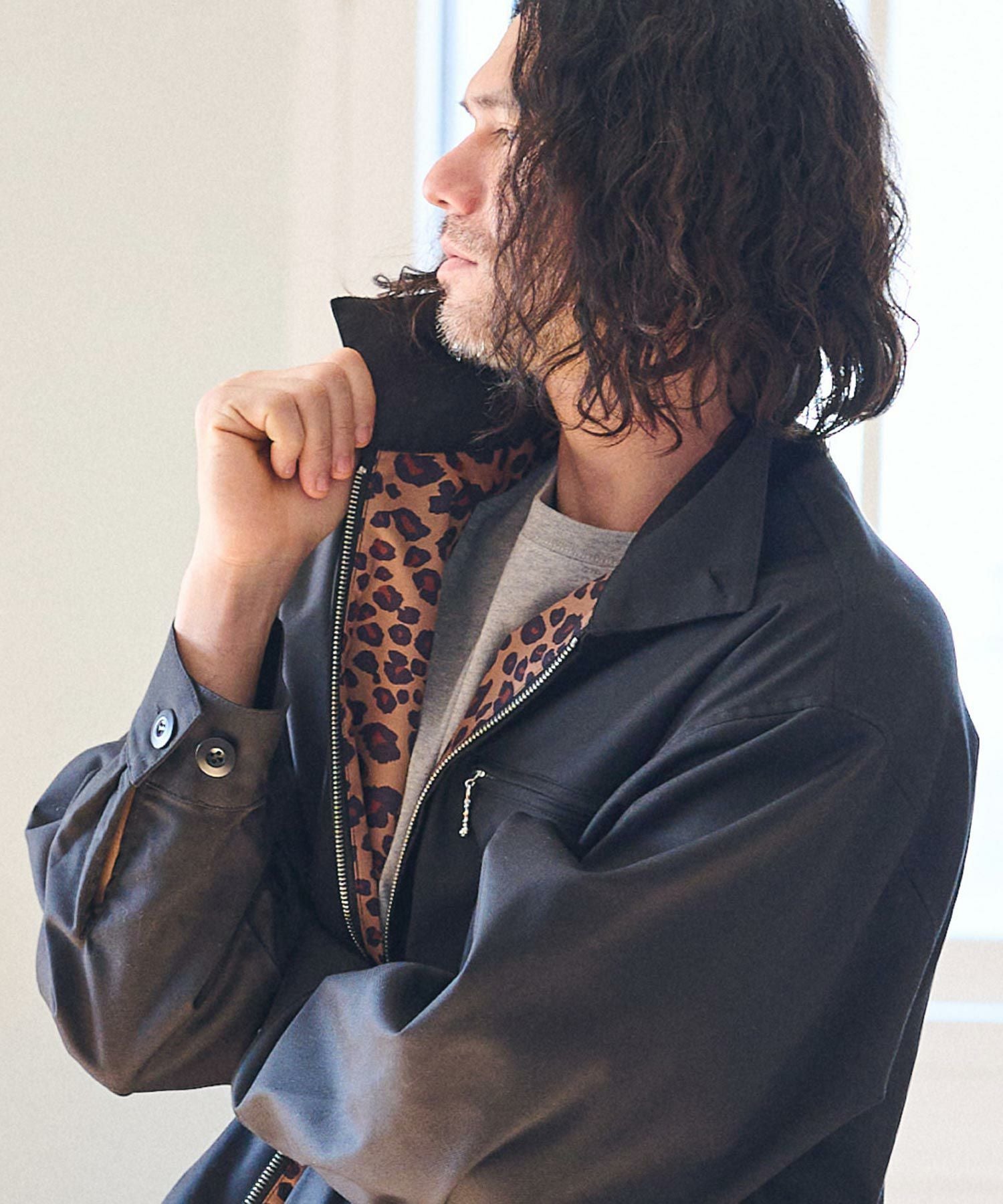 50%OFF【CAMBIO(カンビオ)】裏レオパード柄スイングトップジャケット