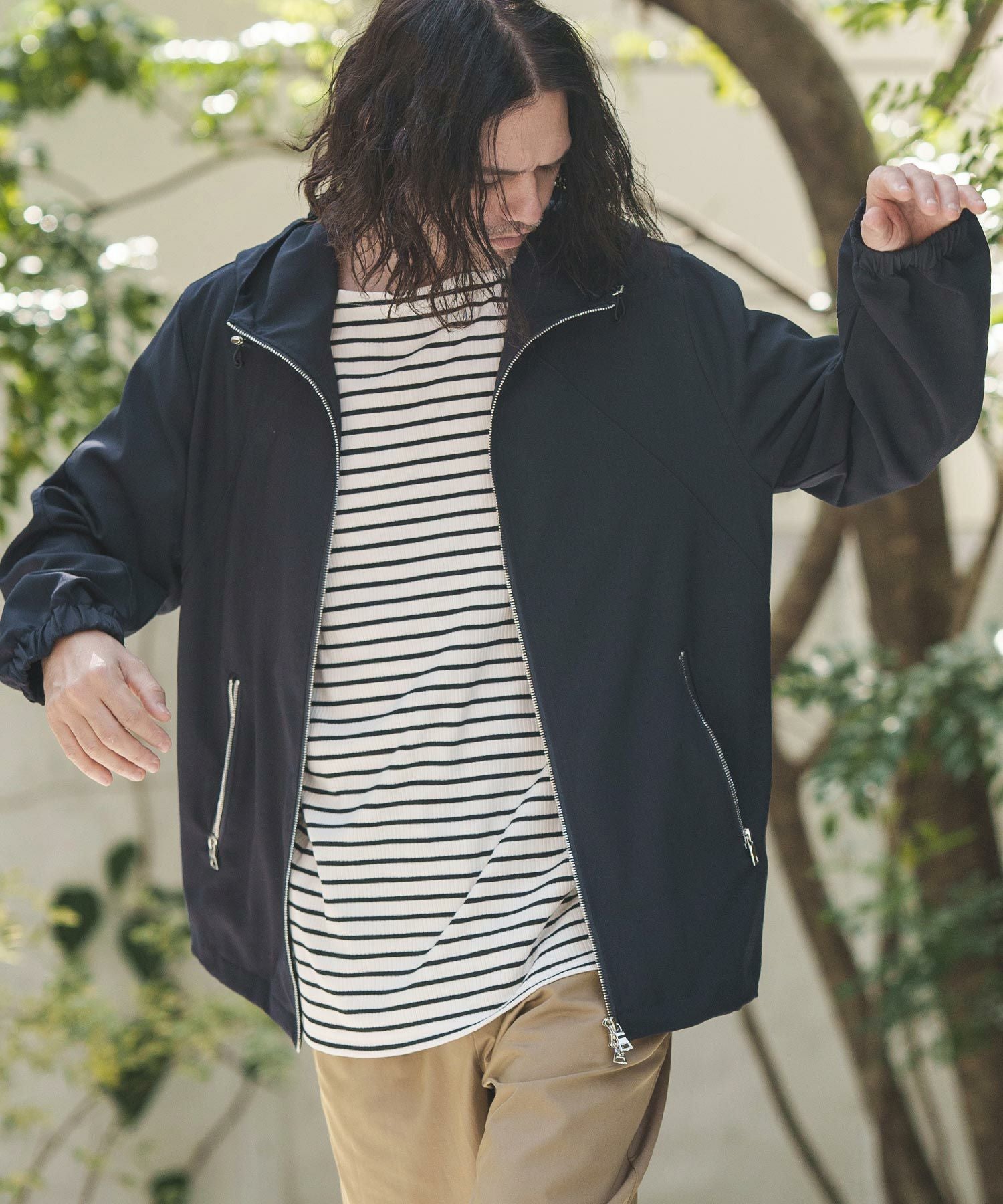 60%OFF【CAMBIO(カンビオ)】ポリストレッチツイルZIPパーカー | CAMBIO