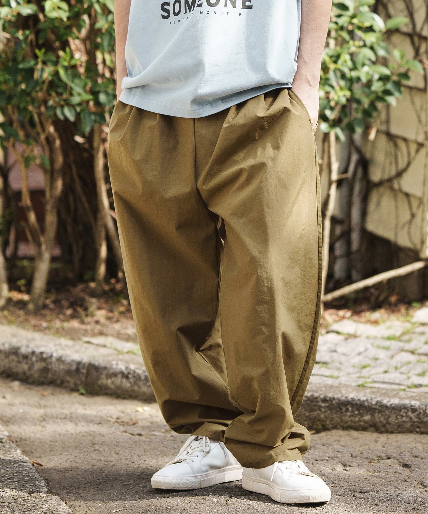 60%OFF【CAMBIO(カンビオ)】 ナイロン2タックワイドイージーパンツ(CAM