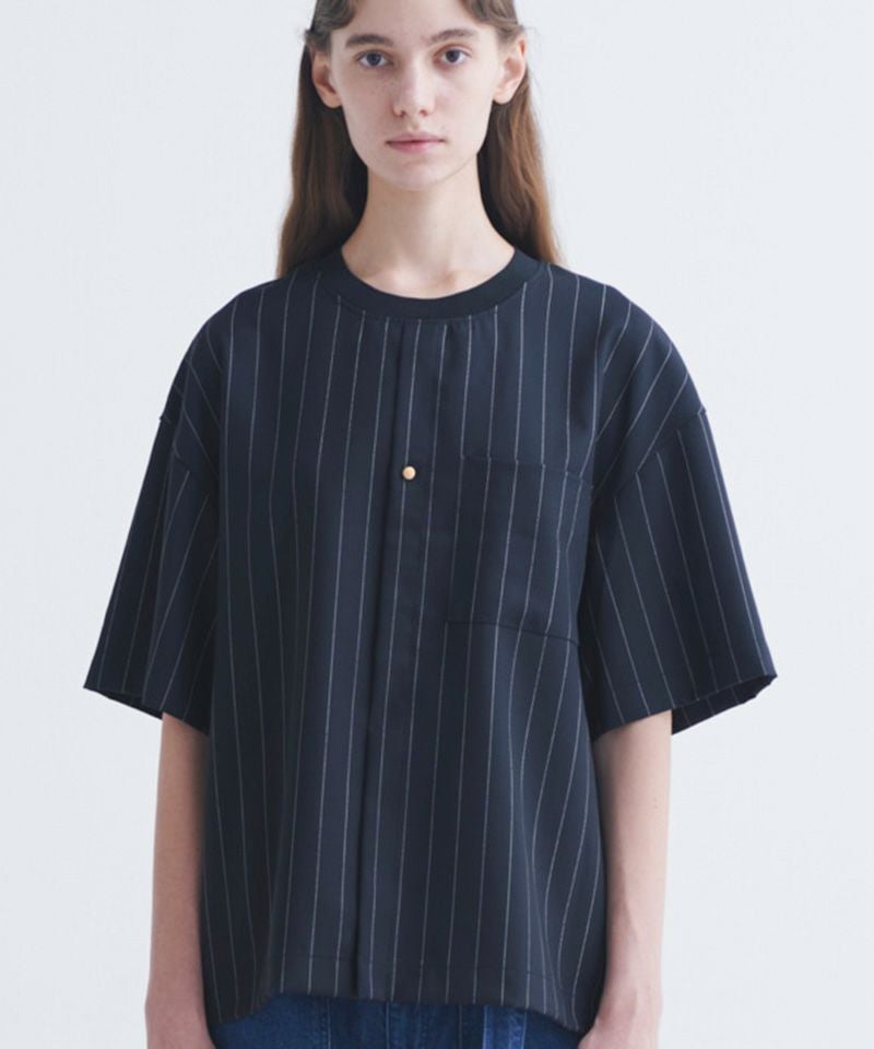 カットソー(半袖/袖なし) CULLNI 2020 S/S COLLECTION 50%OFF【CULLNI(クルニ)】Bi Color Mesh Knit Short Sleeve Pullover