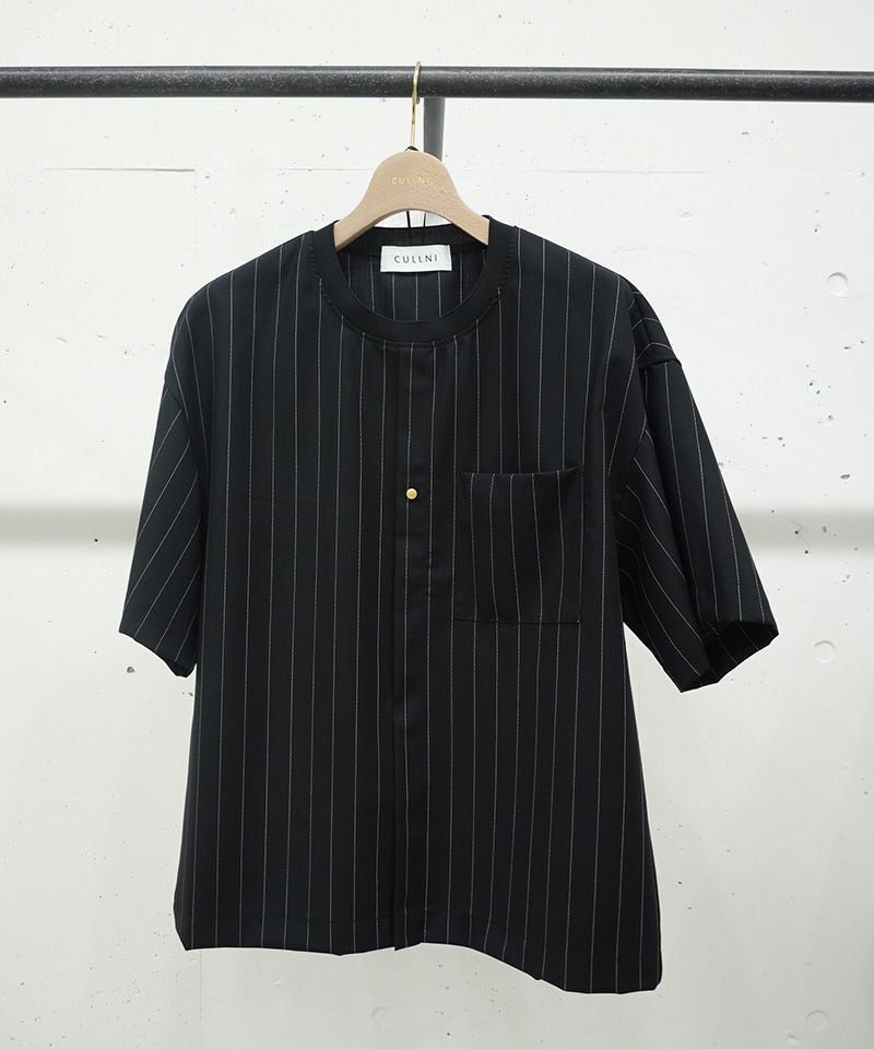 50%OFF【CULLNI(クルニ)】Stripe Twill Front Fly Like Short Sleeve