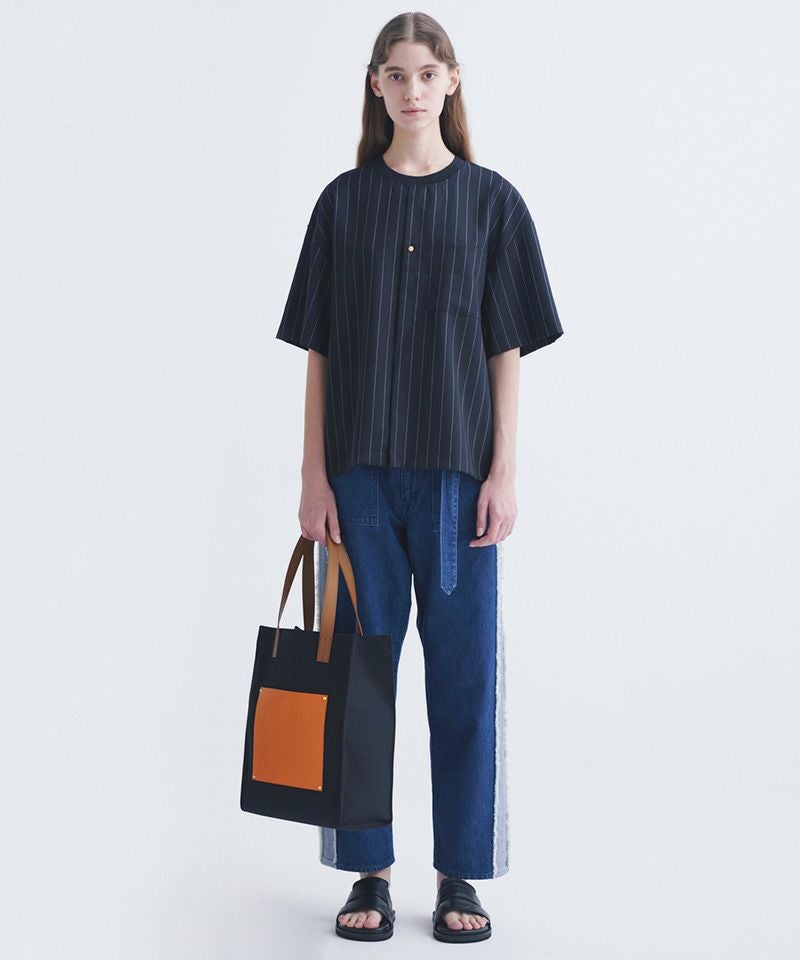 50%OFF【CULLNI(クルニ)】Stripe Twill Front Fly Like Short Sleeve