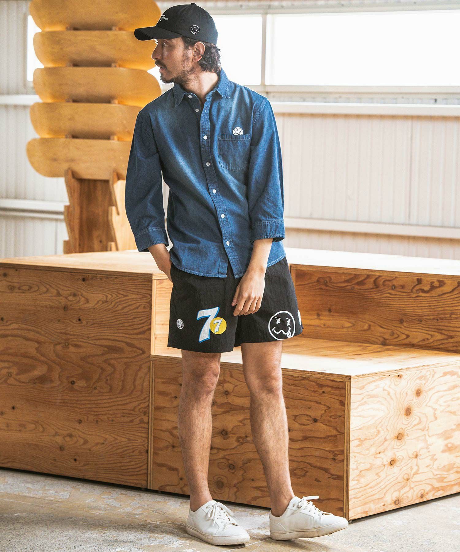 30%OFF【seventy seven(セブンティセブン)】taffeta short pants
