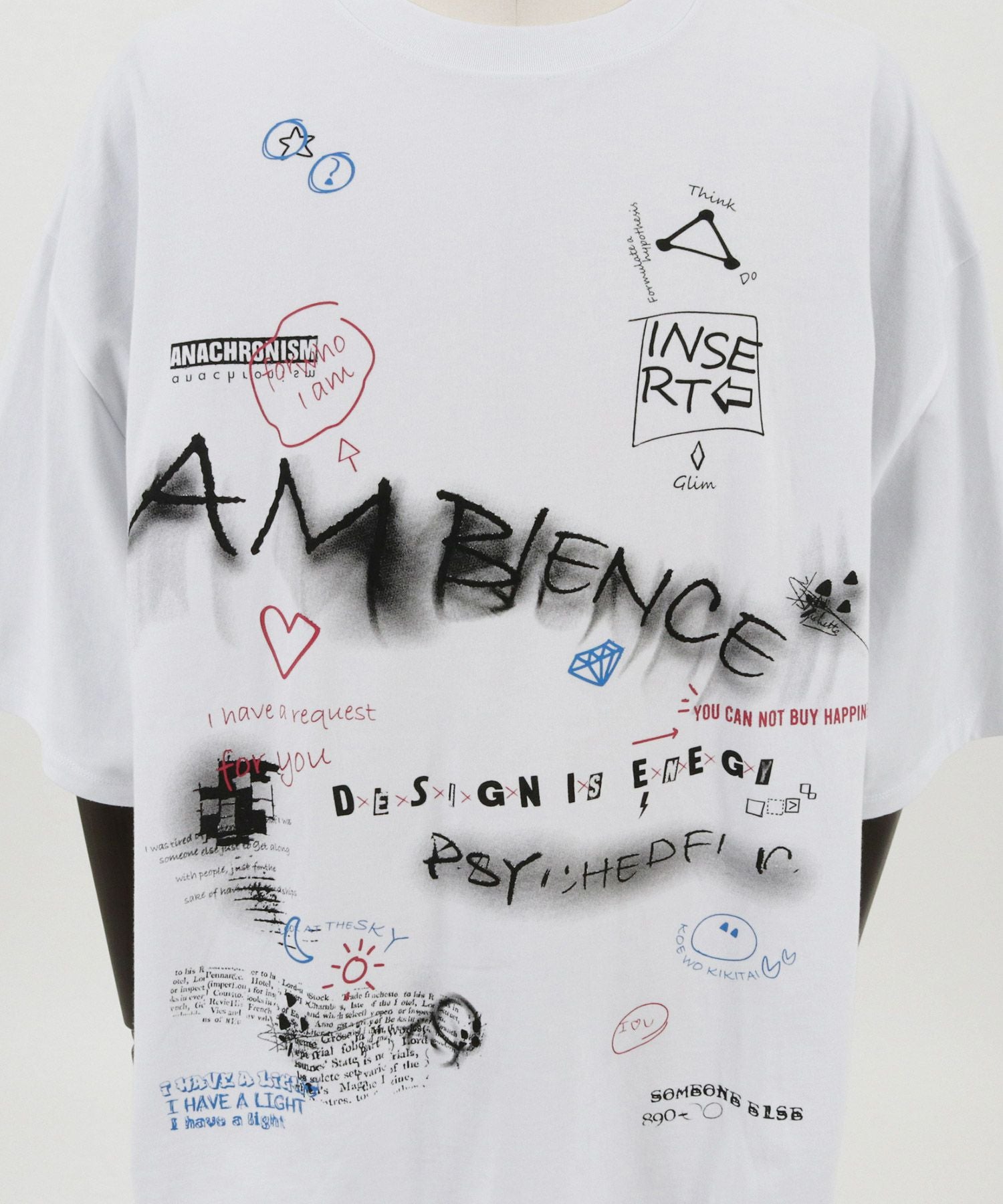 GLIMCLAP(グリムクラップ)】 Printed oversized T-shirt-Handwriting