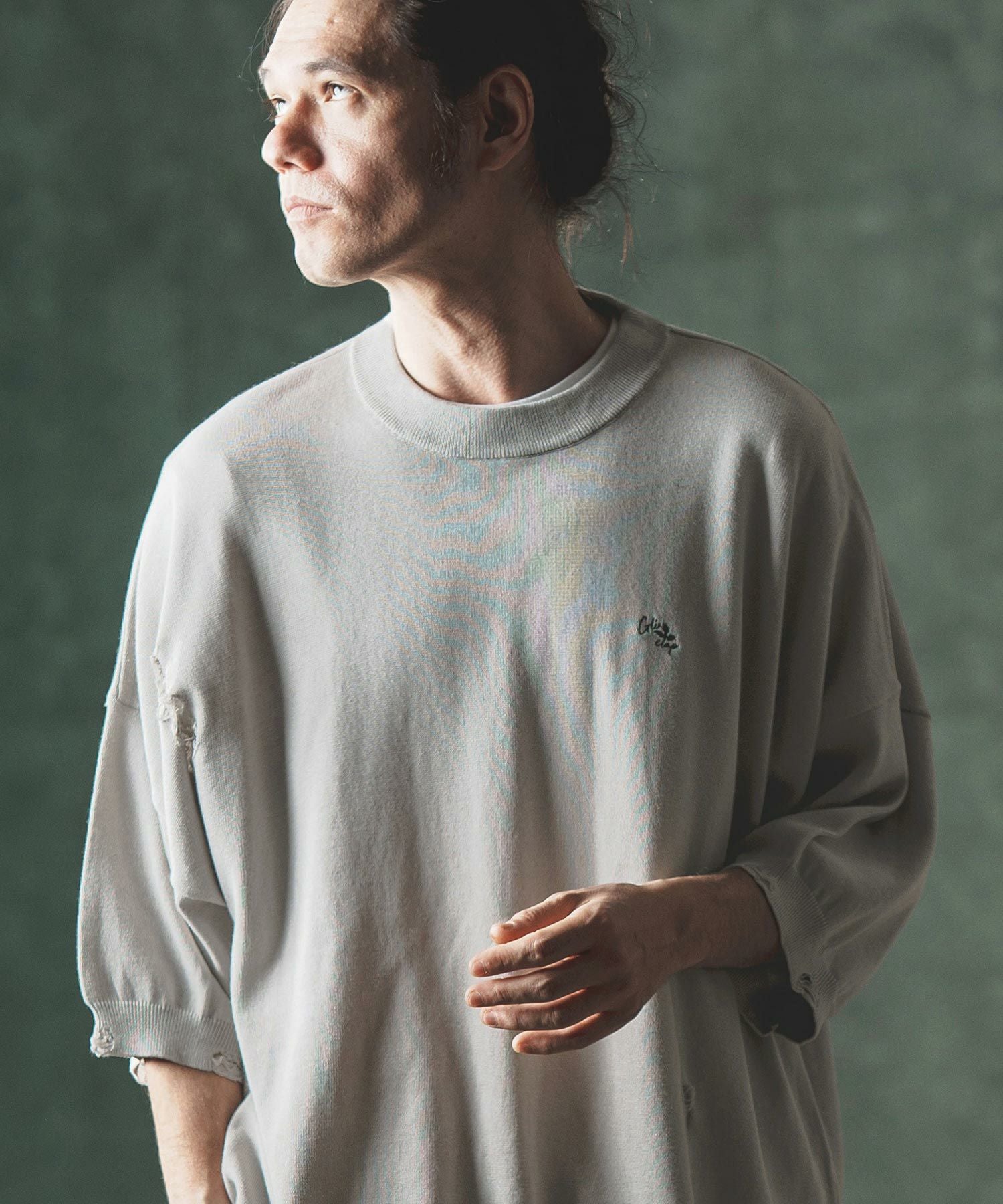 50%OFF【GLIMCLAP(グリムクラップ)】Distressed short-sleeve sweater