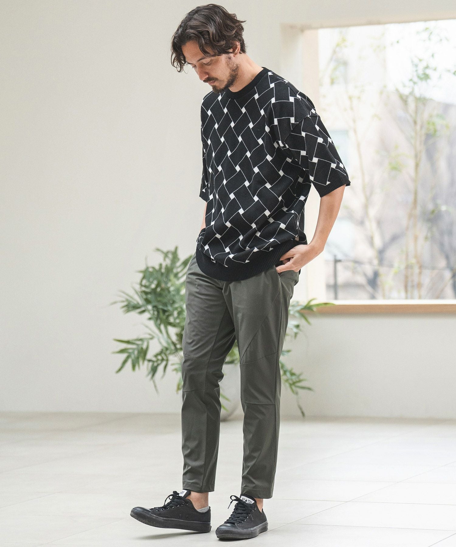 50%OFF【CAMBIO(カンビオ)】アイスファブリックテーパードパンツ