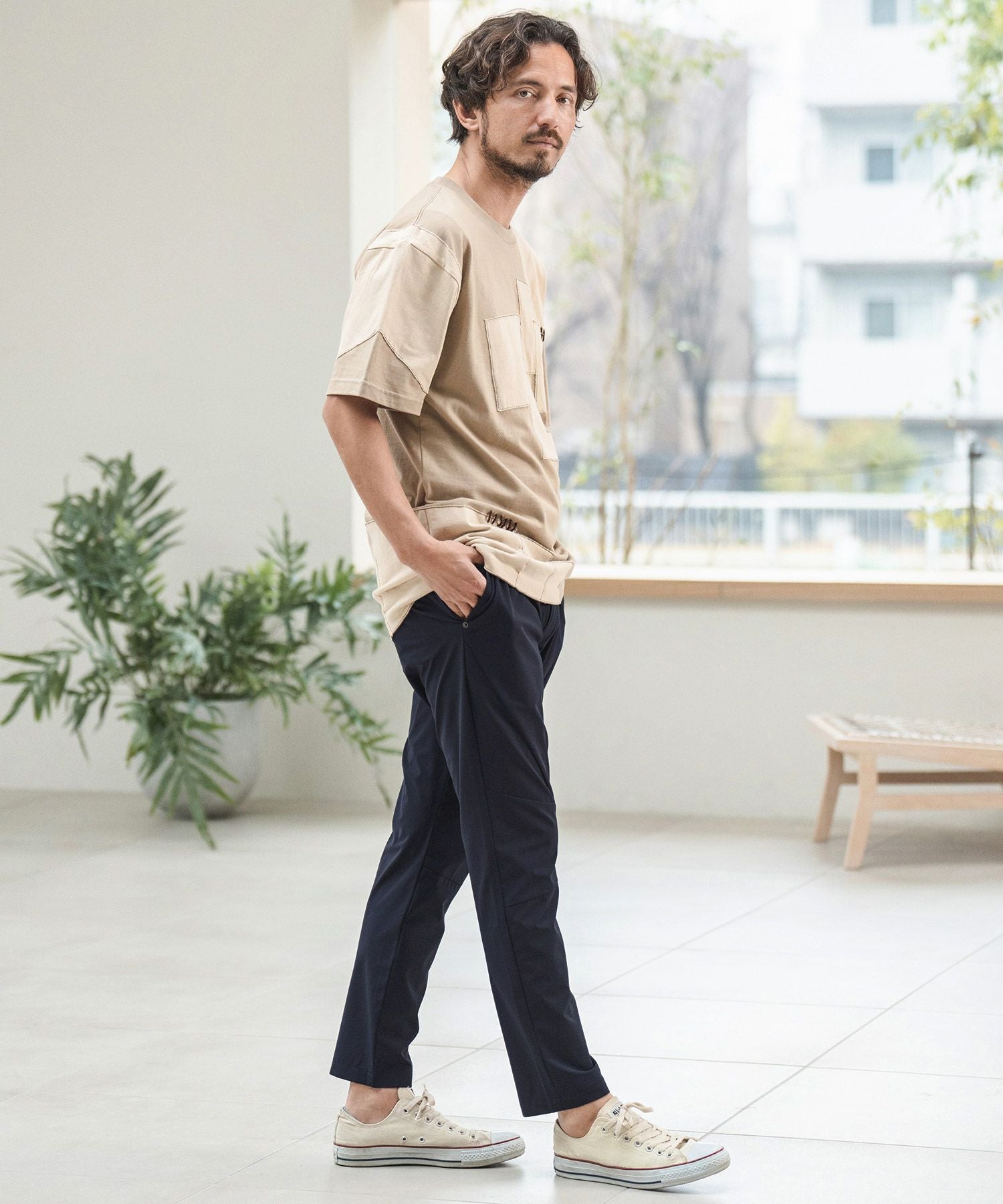 50%OFF【CAMBIO(カンビオ)】アイスファブリックテーパードパンツ
