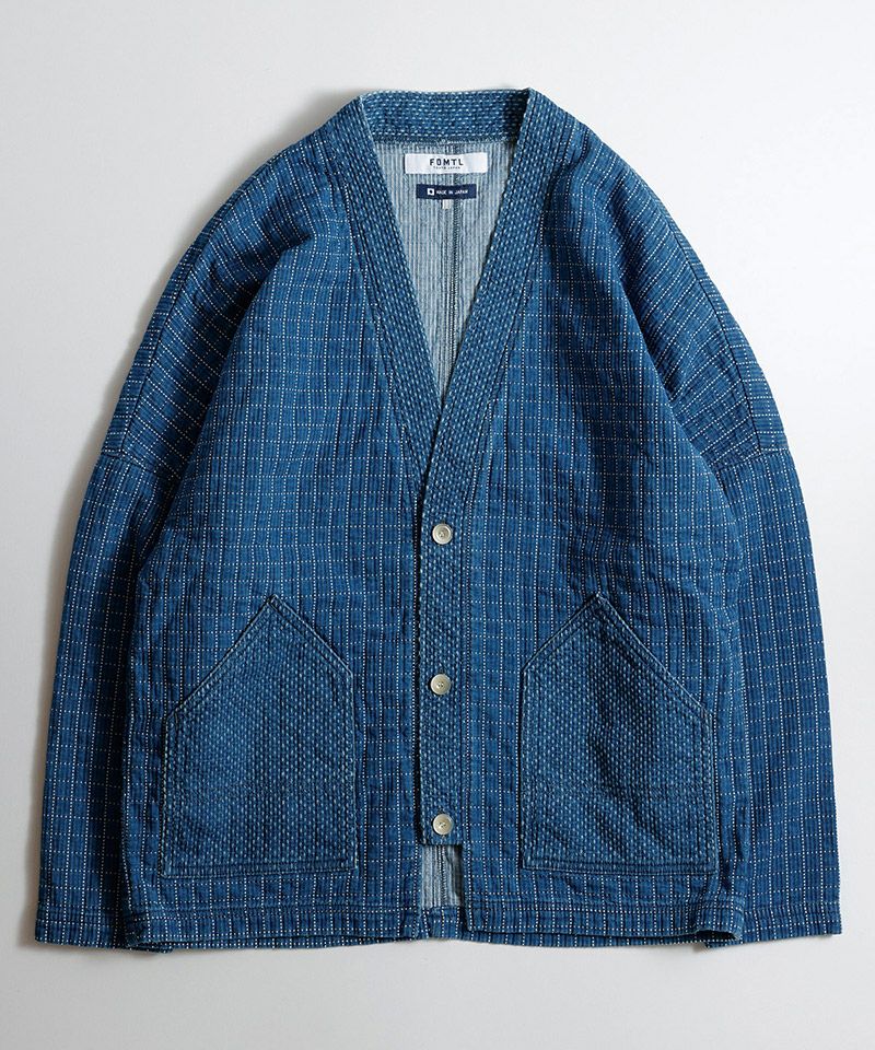 FDMTL ファンダメンタル 刺し子 藍染 カーディガン インディゴ 50%OFF【FDMTL(ファンダメンタル)】SASHIKO CARDIGAN 3YR WASH