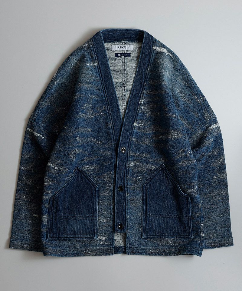 50%OFF【FDMTL(ファンダメンタル)】JACQUARD DENIM CARDIGAN 2YR WASH 