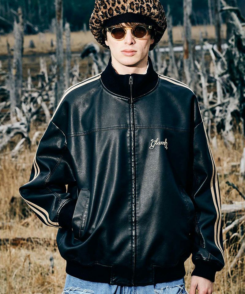 30%OFF【glamb(グラム)】Synth Leather Track Jacket シンセレザー 