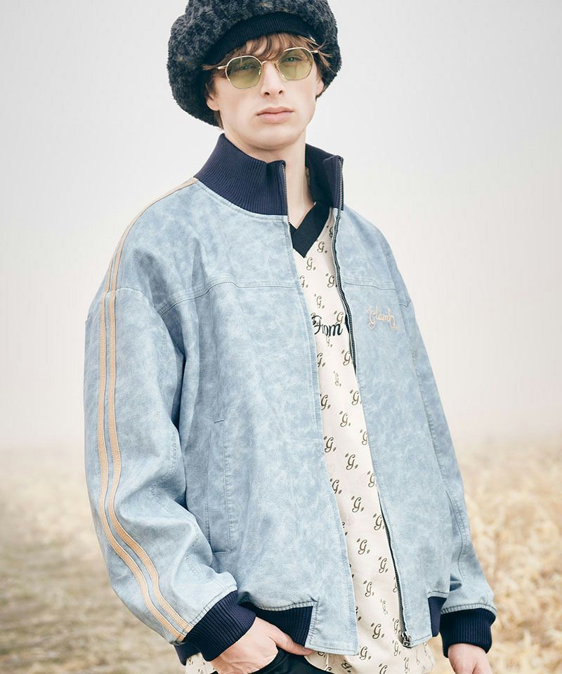 30%OFF【glamb(グラム)】Synth Leather Track Jacket シンセレザー