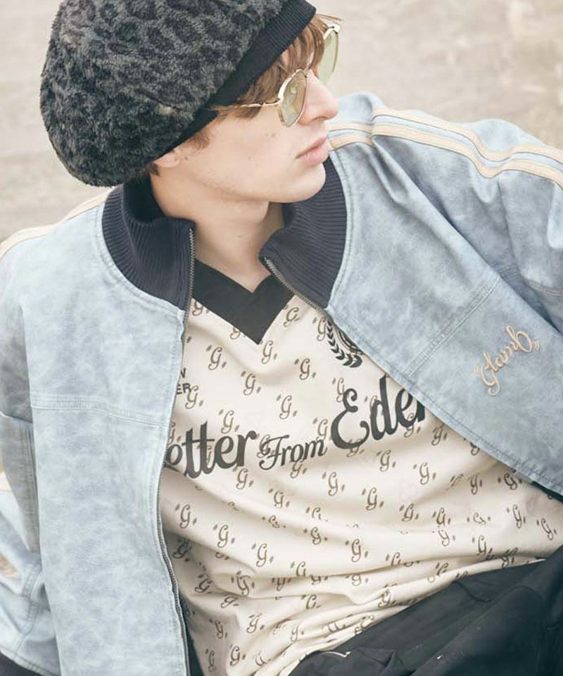 ジャケット・アウター glamb glamb(グラム)】Synth Leather Hooded Track Jacket シンセレザー