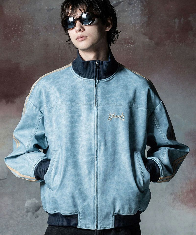 30%OFF【glamb(グラム)】Synth Leather Track Jacket シンセレザー