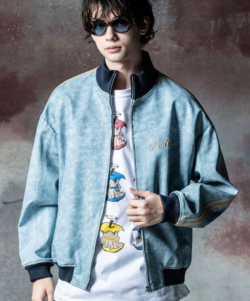 30%OFF【glamb(グラム)】Synth Leather Track Jacket シンセレザー