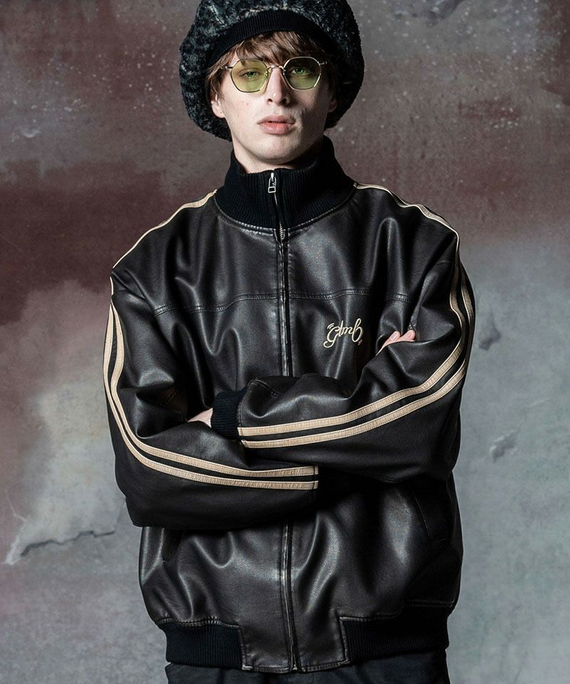 30%OFF【glamb(グラム)】Synth Leather Track Jacket シンセレザー