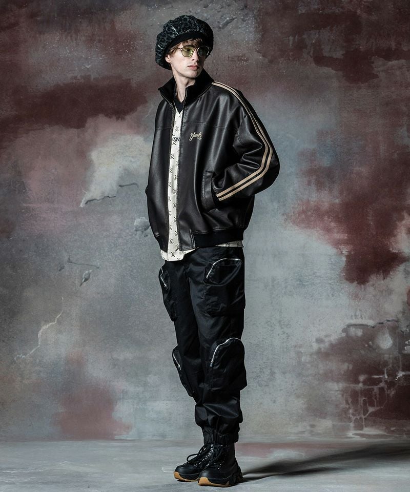 30%OFF【glamb(グラム)】Synth Leather Track Jacket シンセレザー