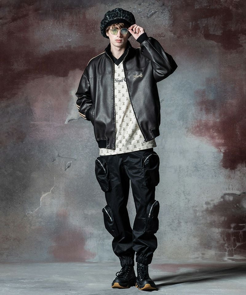 30%OFF【glamb(グラム)】Synth Leather Track Jacket シンセレザー