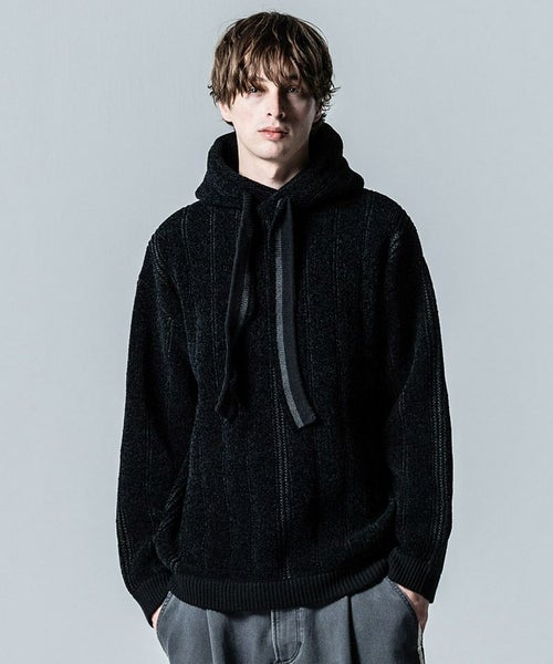 20%OFF【glamb(グラム)】Striped Knit Hoodie ストライプニット 