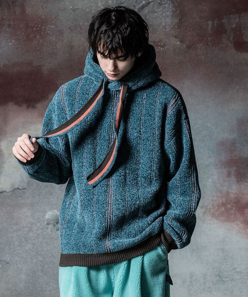 20%OFF【glamb(グラム)】Striped Knit Hoodie ストライプニット
