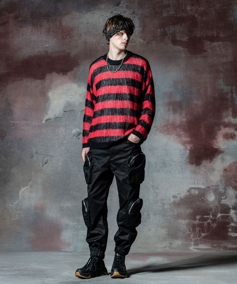 30%OFF【glamb(グラム)】Mesh Border Knit メッシュボーダーニット