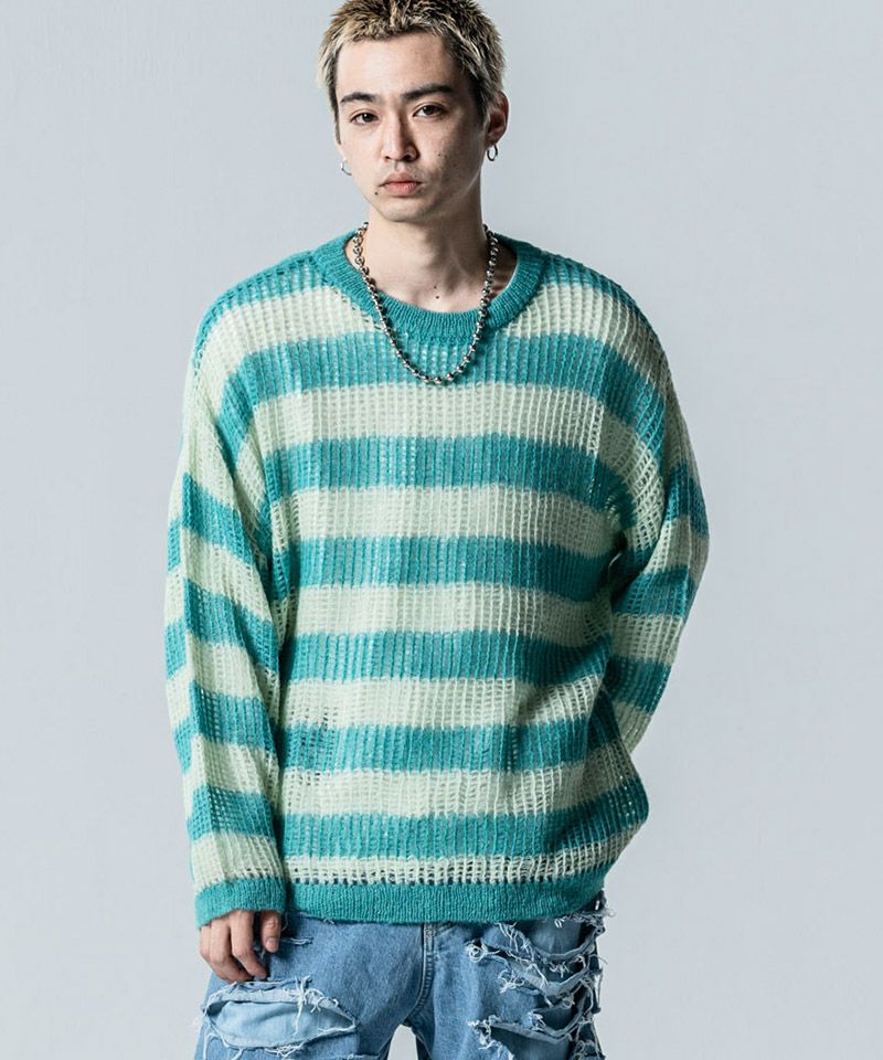 30%OFF【glamb(グラム)】Mesh Border Knit メッシュボーダーニット