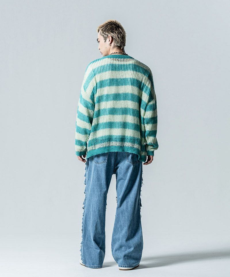 30%OFF【glamb(グラム)】Mesh Border Knit メッシュボーダーニット