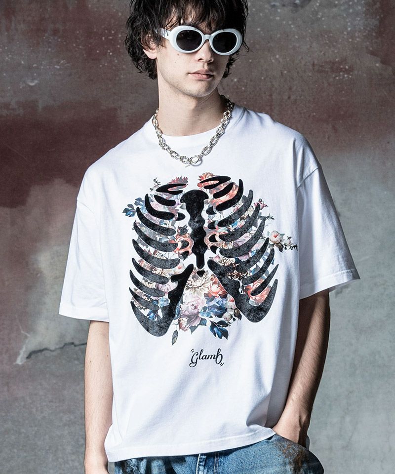 30%OFF【glamb(グラム)】Skelton Flower T-Shirt スケルトンフラワーT