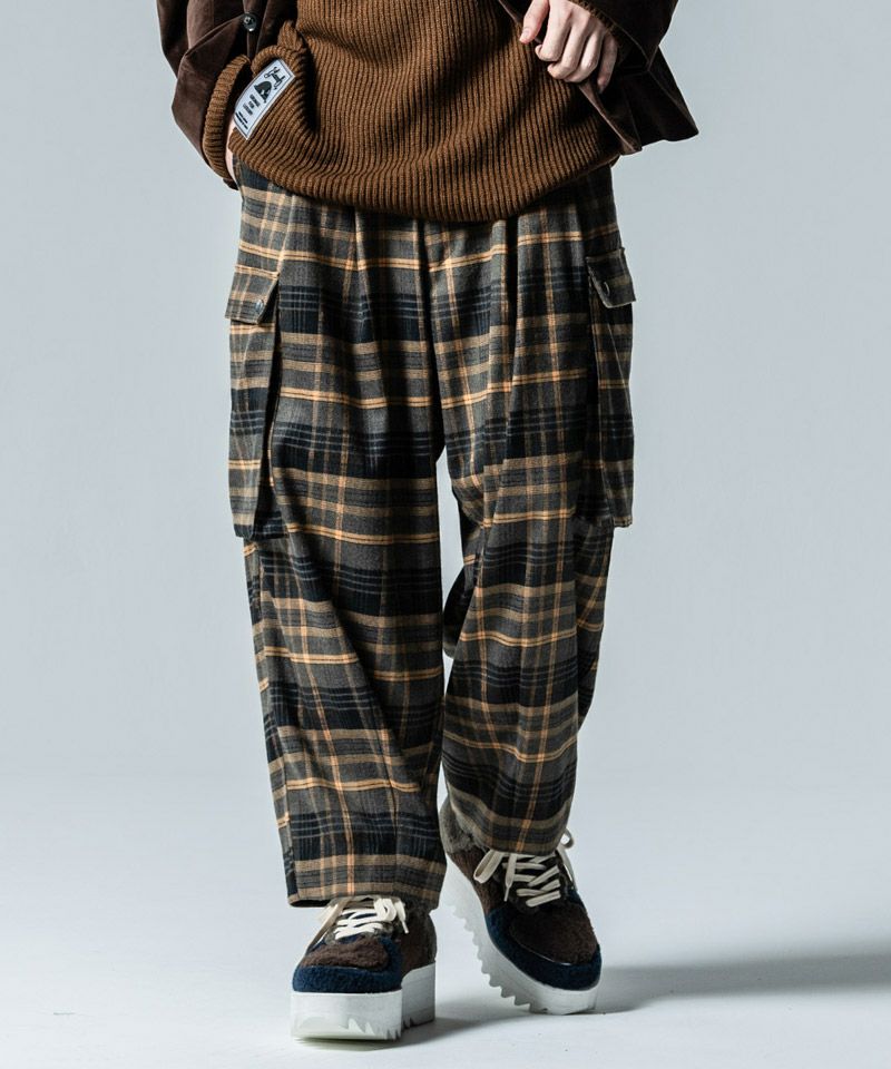 30%OFF【glamb(グラム)】Check Baggy Cargo Pants チェックバギーカー