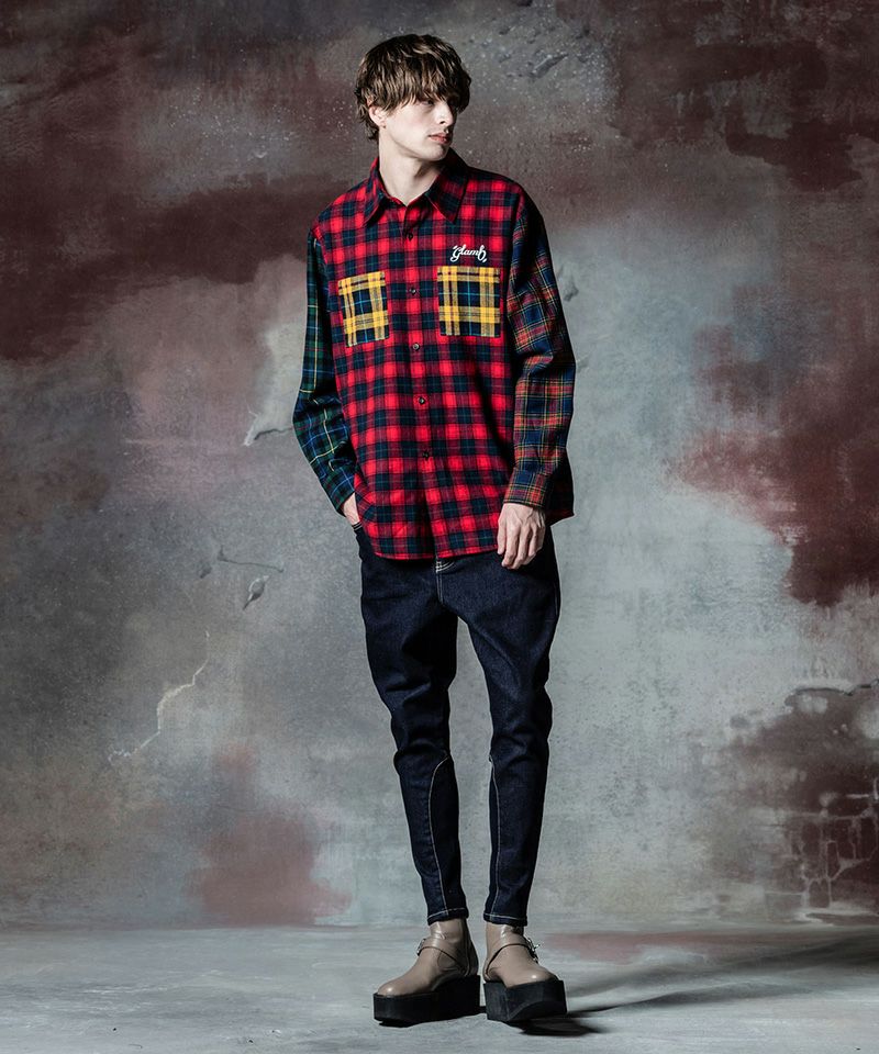 50%OFF【glamb(グラム)】Multi Check Shirt マルチチェックシャツ