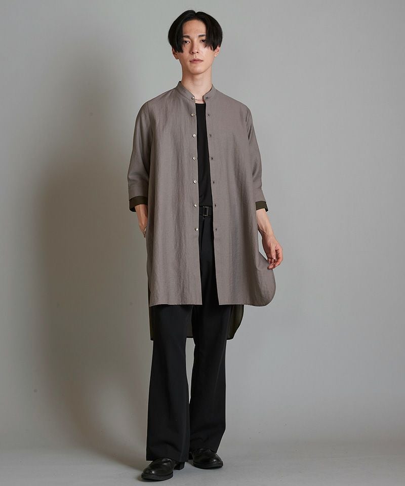 50%OFF【NO ID.(ノーアイディー)】ﾊﾞﾝﾄﾞｶﾗｰﾁｪﾝｼﾞﾝｸﾞﾛﾝｸﾞｼｱｰSH シャツ