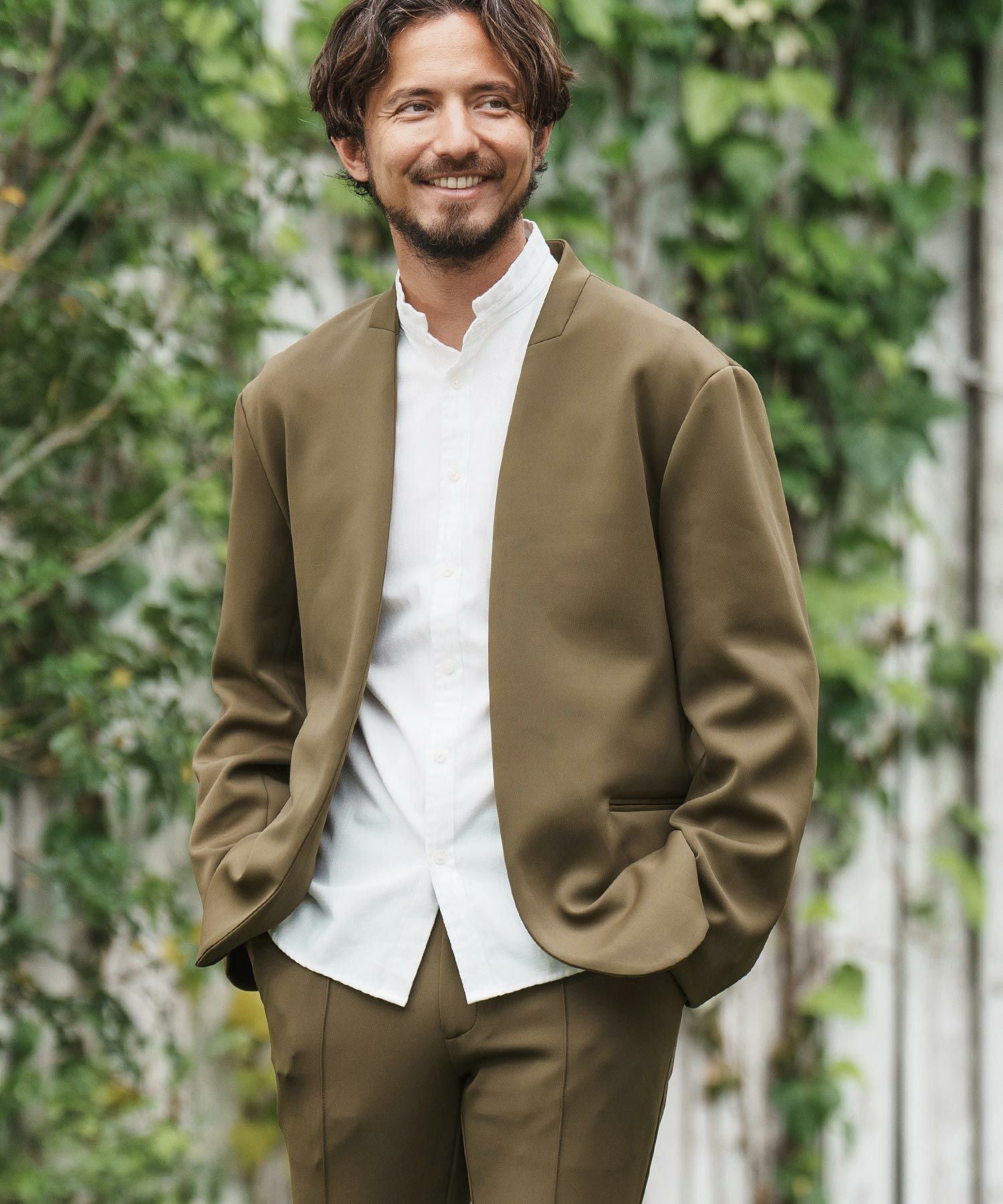 CAMBIO(カンビオ)】リラックスポンチノーカラージャケット(CMB-R0092