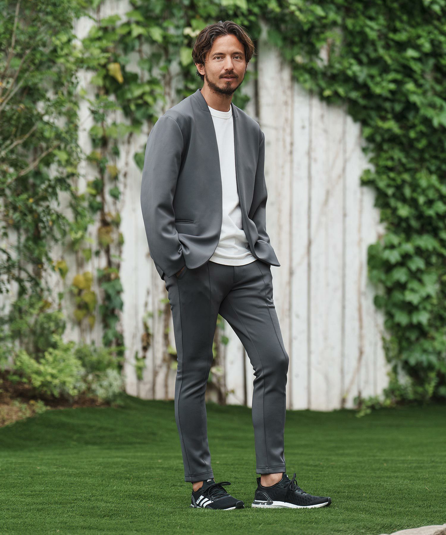 CAMBIO(カンビオ)】リラックスポンチノーカラージャケット(CMB-R0092