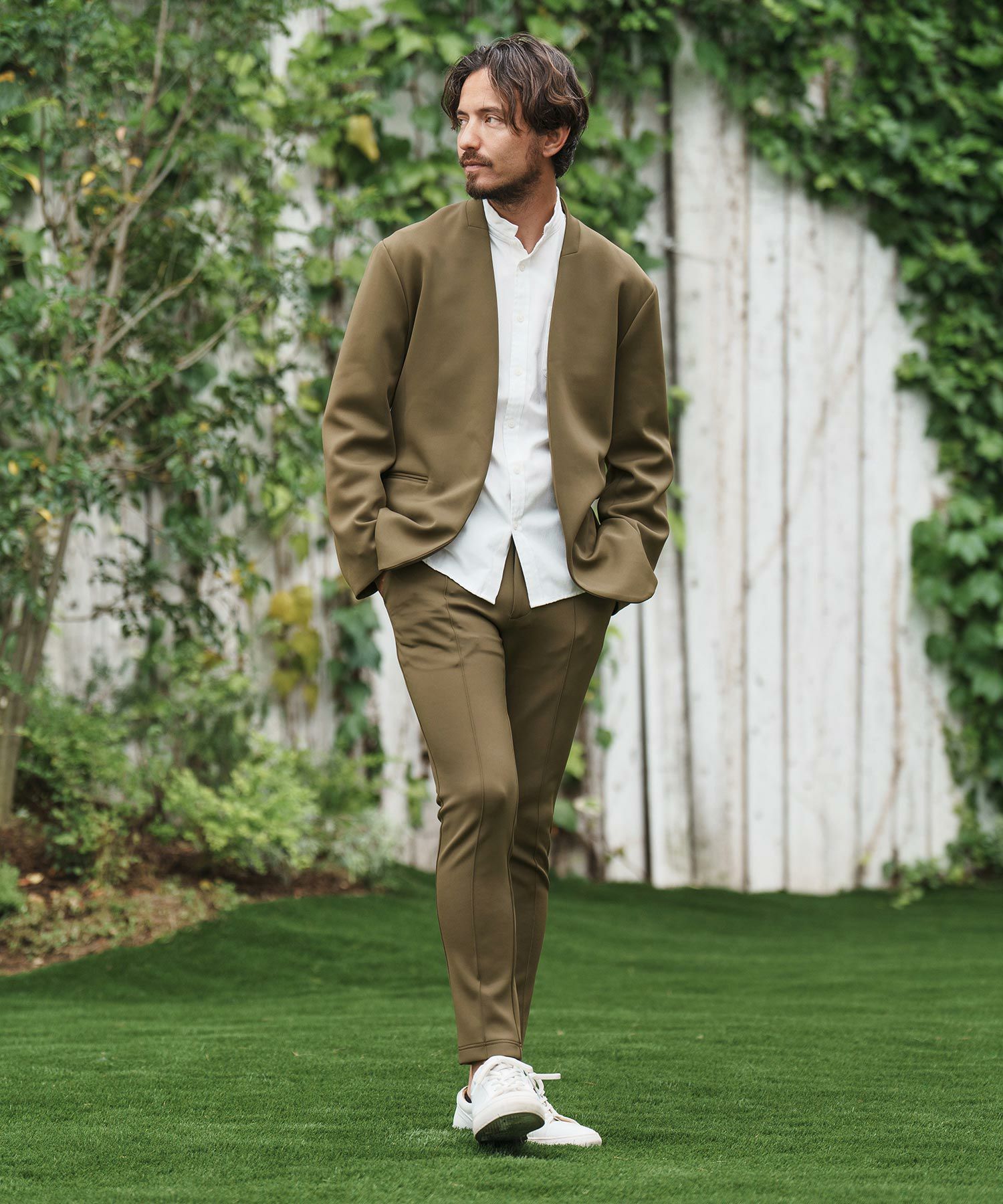 CAMBIO(カンビオ)】リラックスポンチノーカラージャケット(CMB-R0092