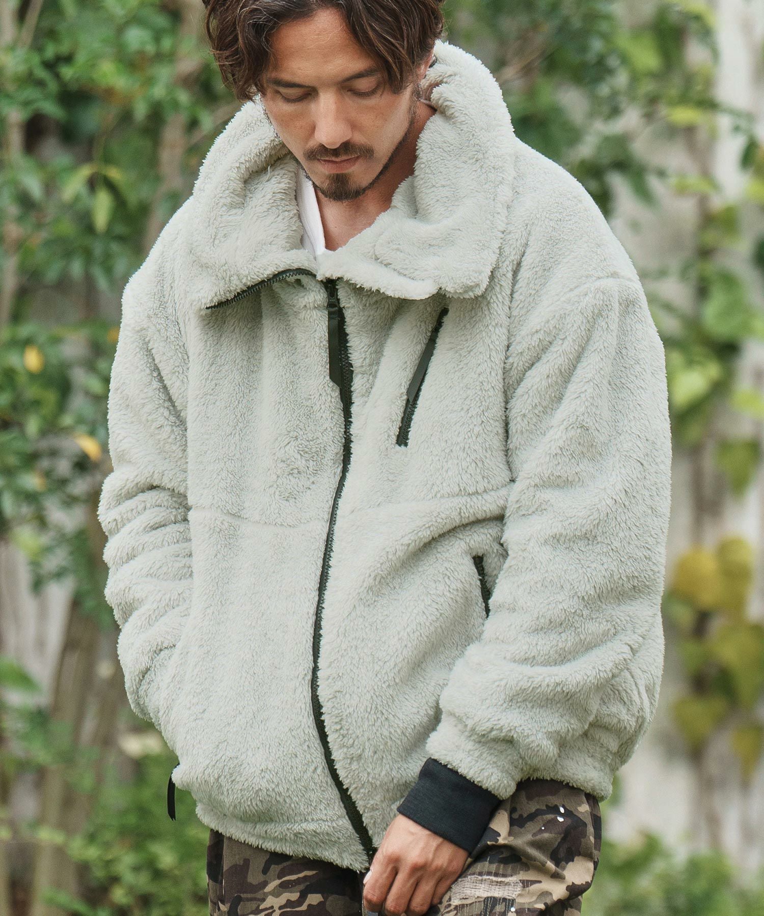 CAMBIO(カンビオ)】Short Microfur Volume Neck Stand Blouson