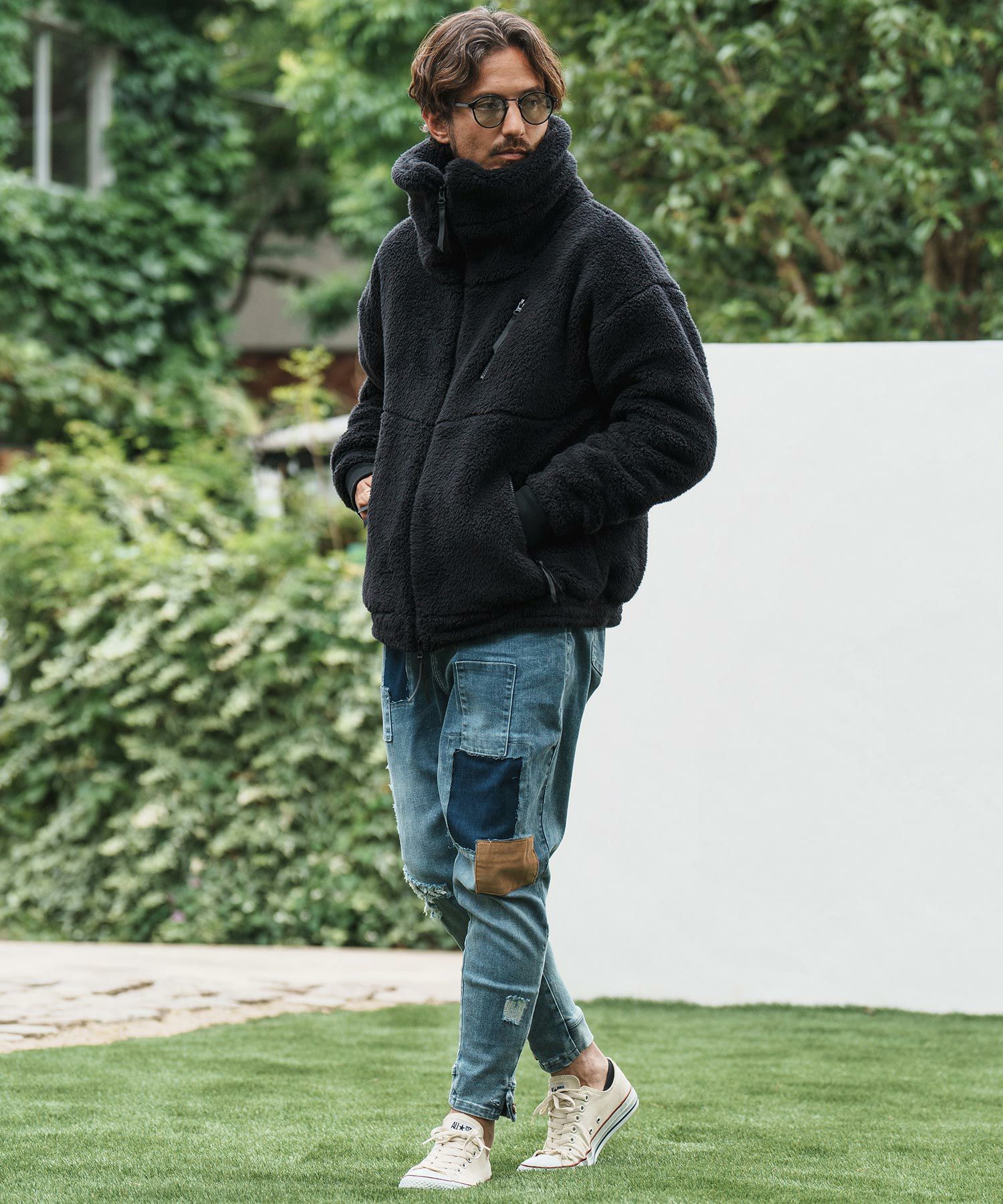 CAMBIO(カンビオ)】Short Microfur Volume Neck Stand Blouson