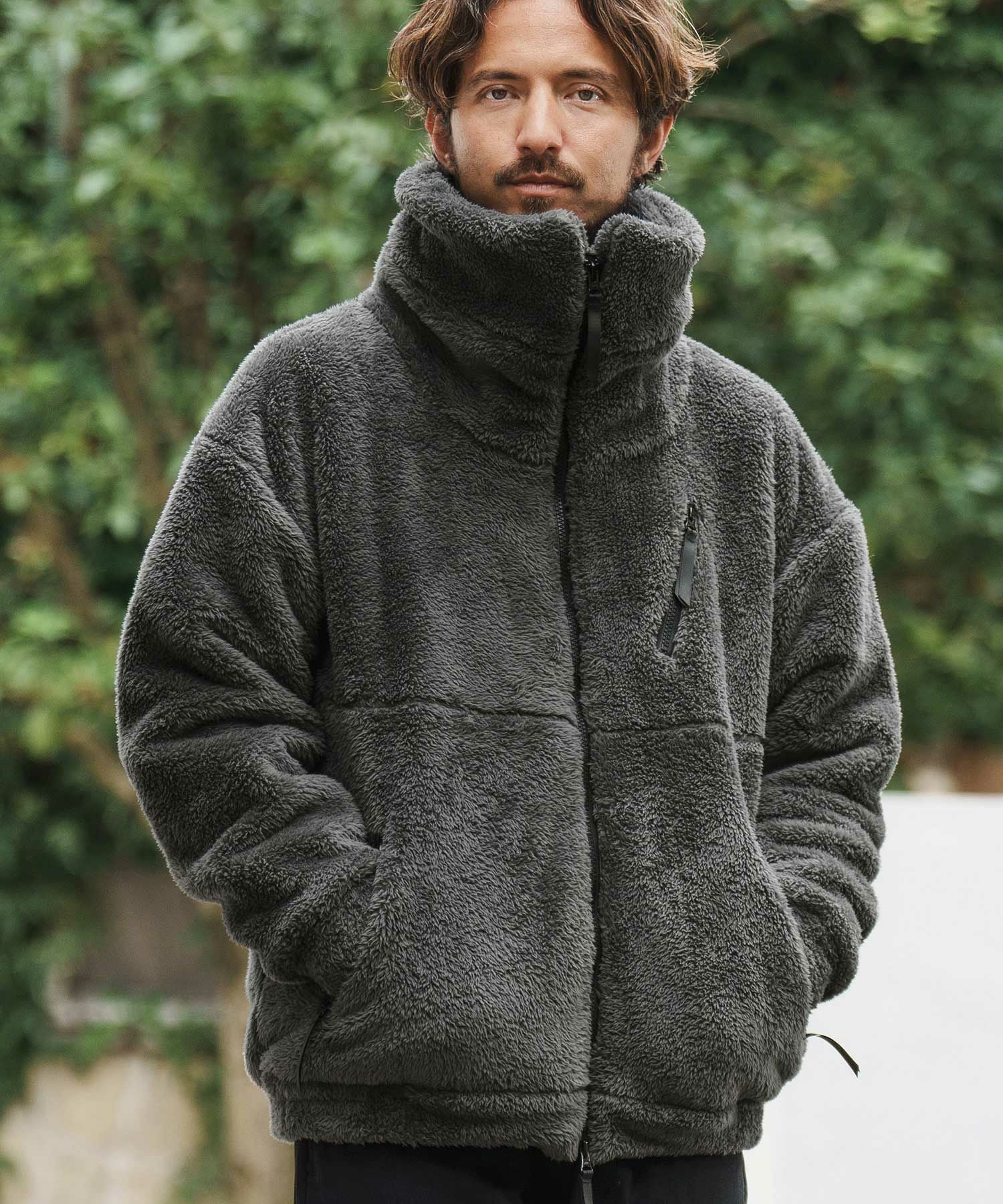 CAMBIO(カンビオ)】Short Microfur Volume Neck Stand Blouson