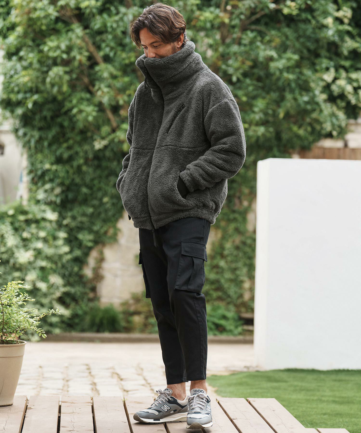 CAMBIO(カンビオ)】Short Microfur Volume Neck Stand Blouson