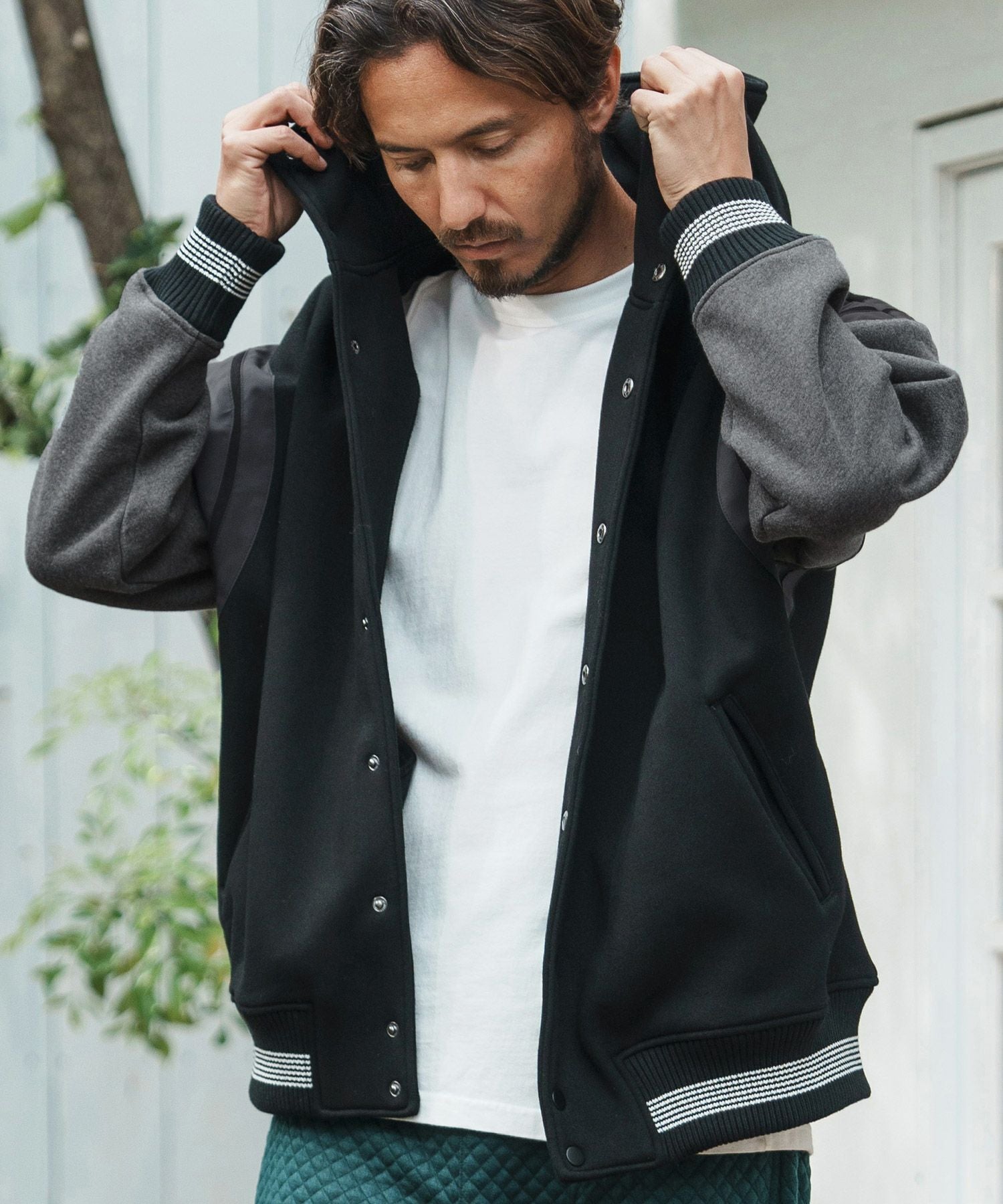 CAMBIO(カンビオ)】Back Brushed Sweat Hooded Studium Jacket