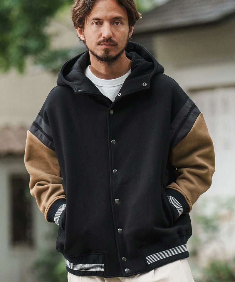 CAMBIO(カンビオ)】Back Brushed Sweat Hooded Studium Jacket 