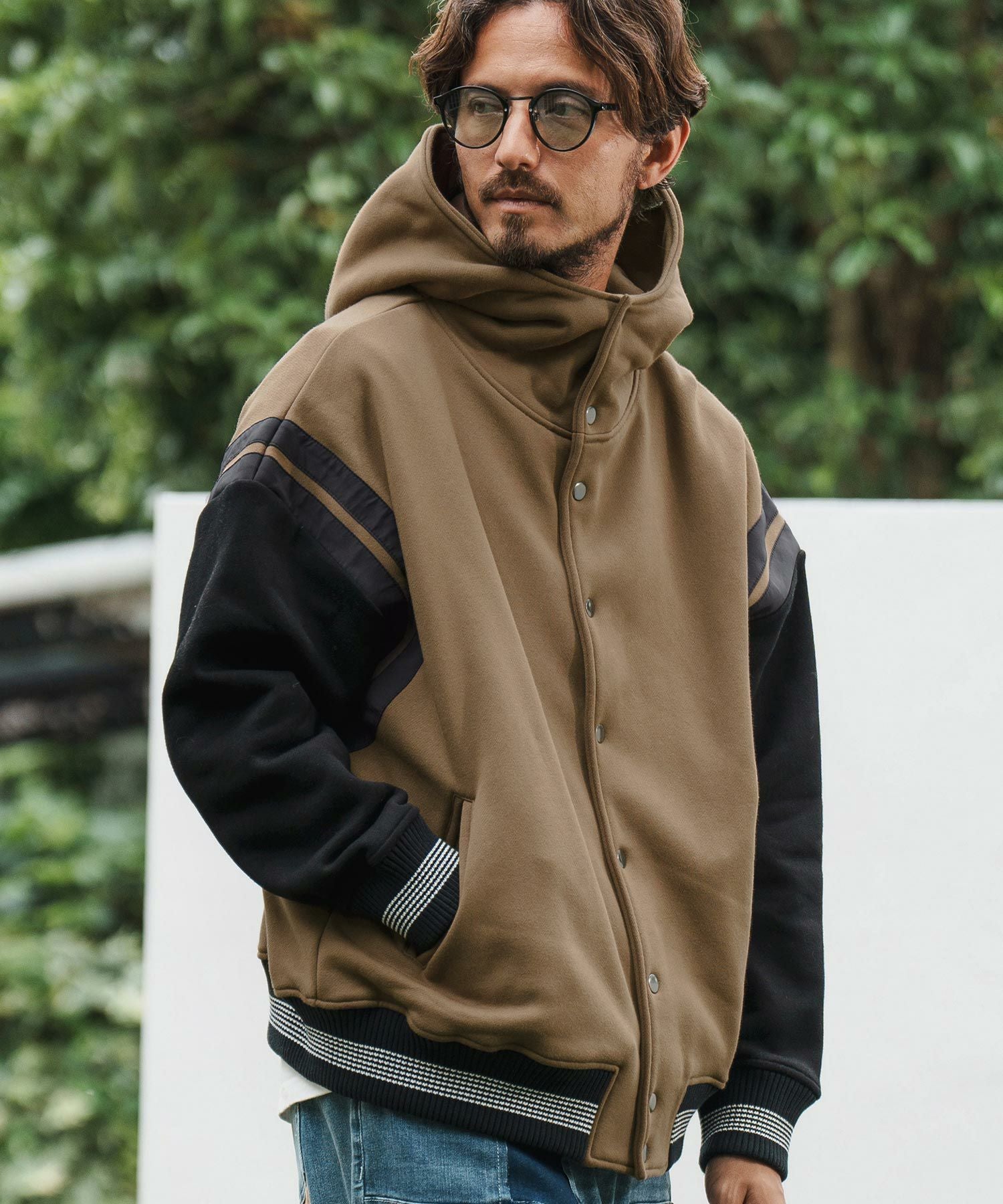 cantate スタジャン CAMBIO(カンビオ)】Back Brushed Sweat Hooded Studium Jacket