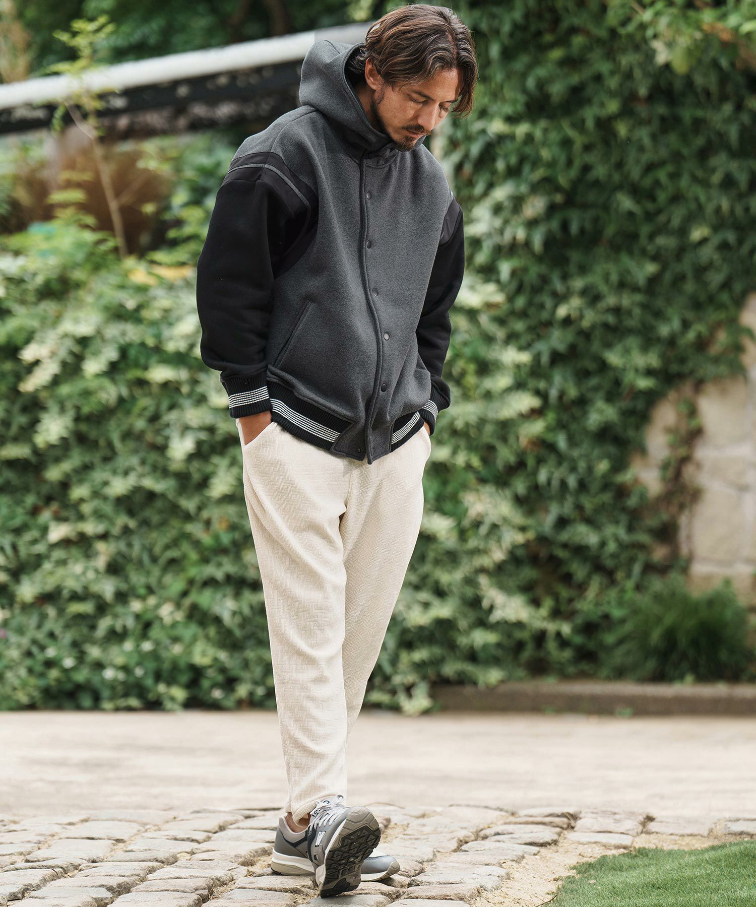 CAMBIO(カンビオ)】Back Brushed Sweat Hooded Studium Jacket