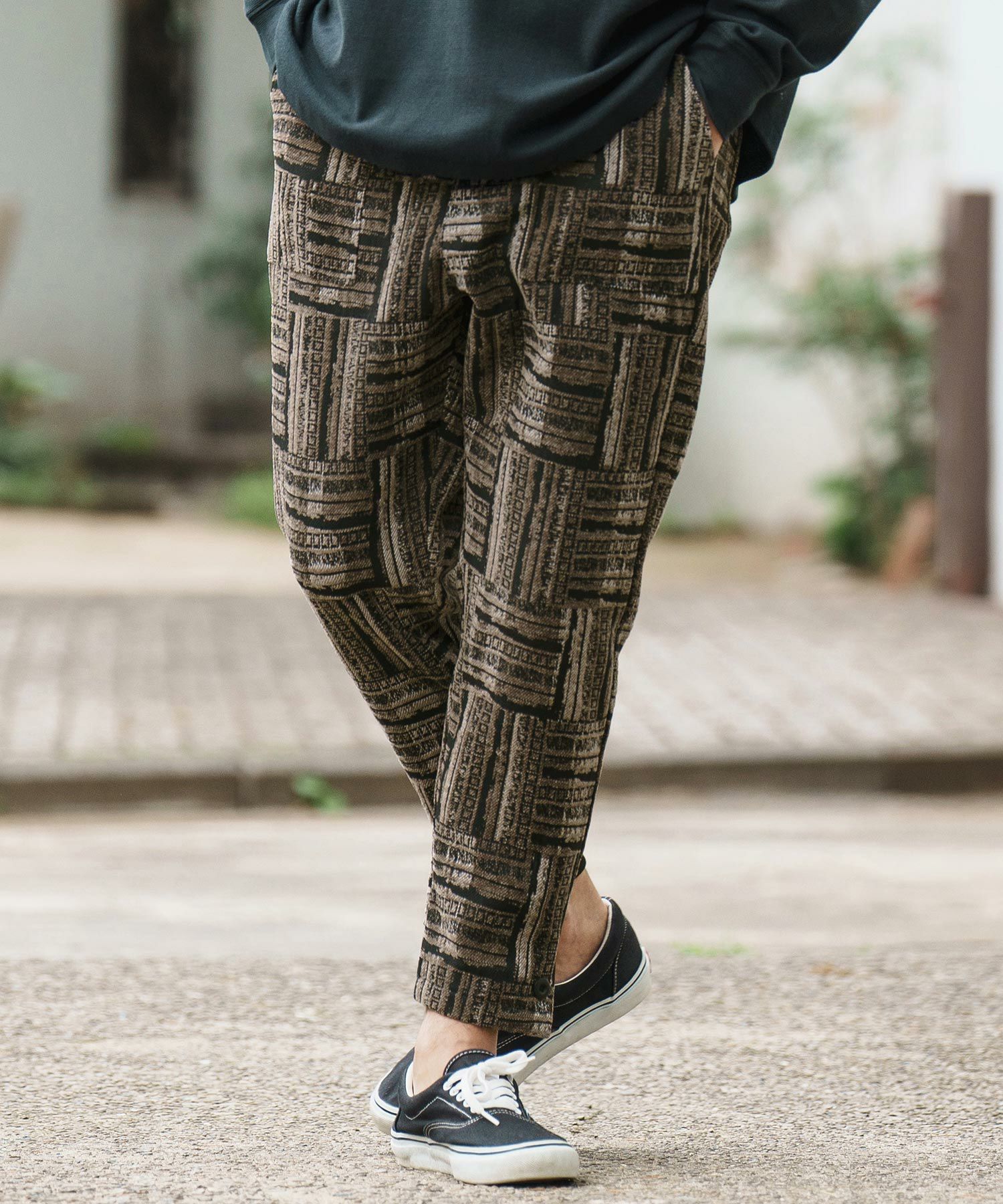 30%OFF【CAMBIO(カンビオ)】Geometric Jacquard Back Style Rib Pants
